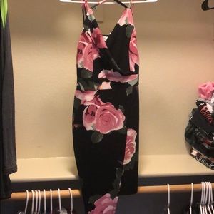 Black with pink rose dress